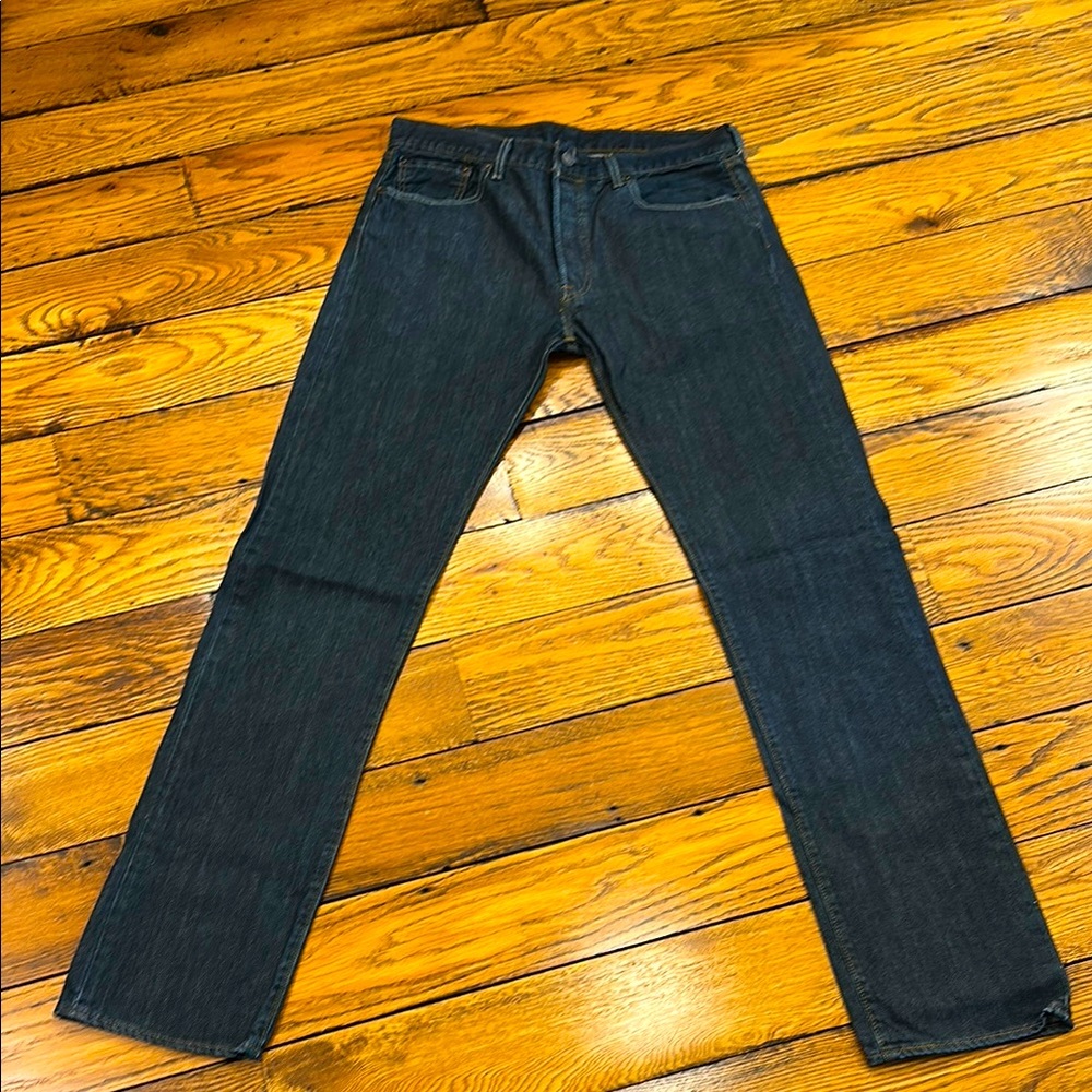 LEVI'S MENS CLASSIC 501 DARK BLUE 5 POCKET JEANS WITH BUTTON FLY